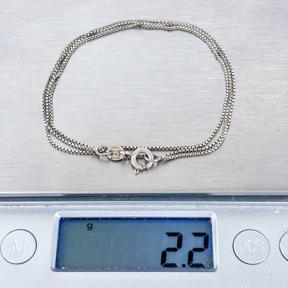 Vintage Italy Sterling Silver 925 Box Chain Necklace 19.5" - Picture 3 of 3